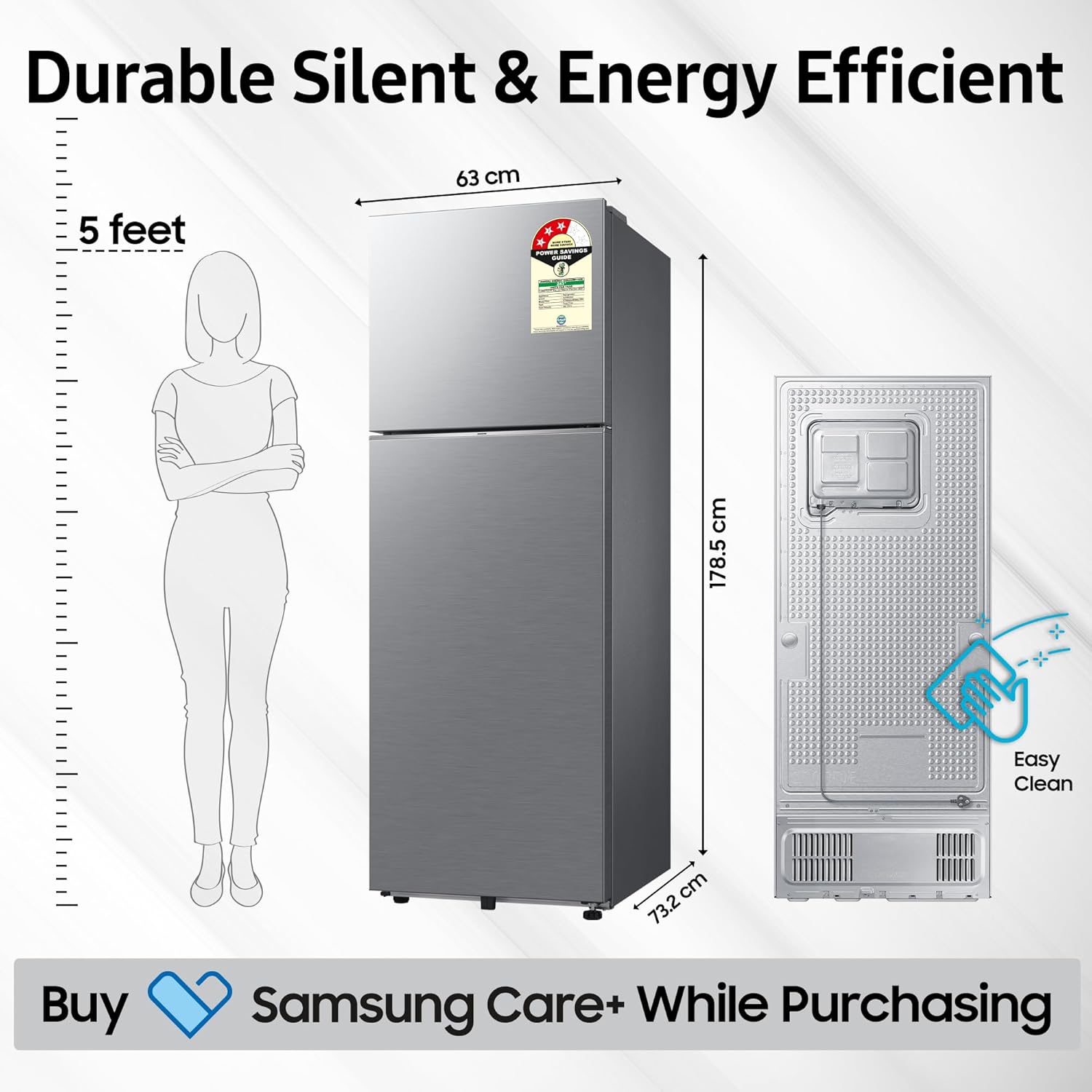 Samsung 350 L, 3 Star, Convertible 5-in-1, Digital Inverter, Frost Free Double Door, WiFi Enabled Bespoke AI Refrigerator (RT38DG5A4DS8HL, Elegant Inox, Silver)1